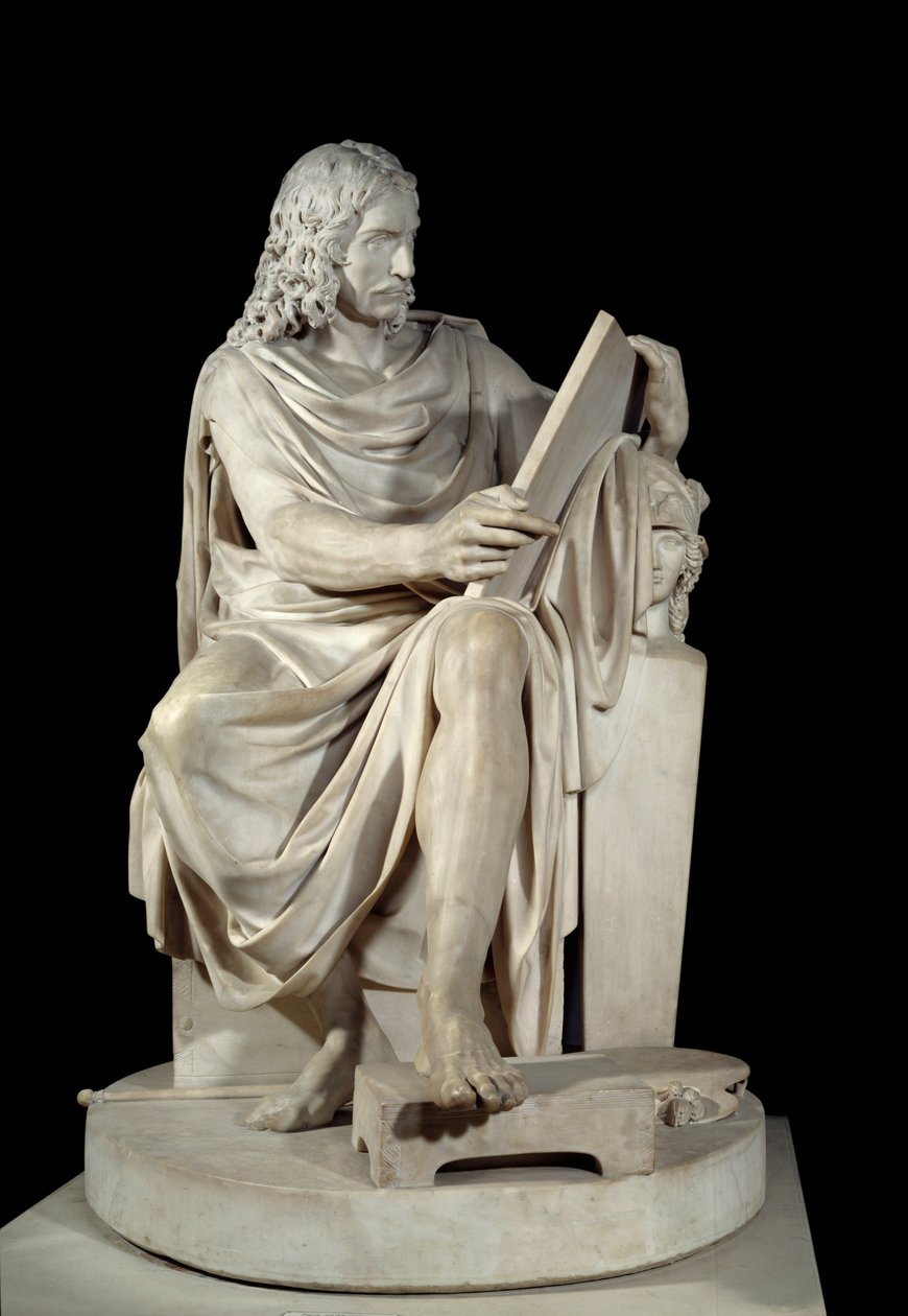 Le peintre français Nicolas Poussin (1594-1660). Sculpture en marbre par Pierre Julien (1731-1804) - Pierre Julien