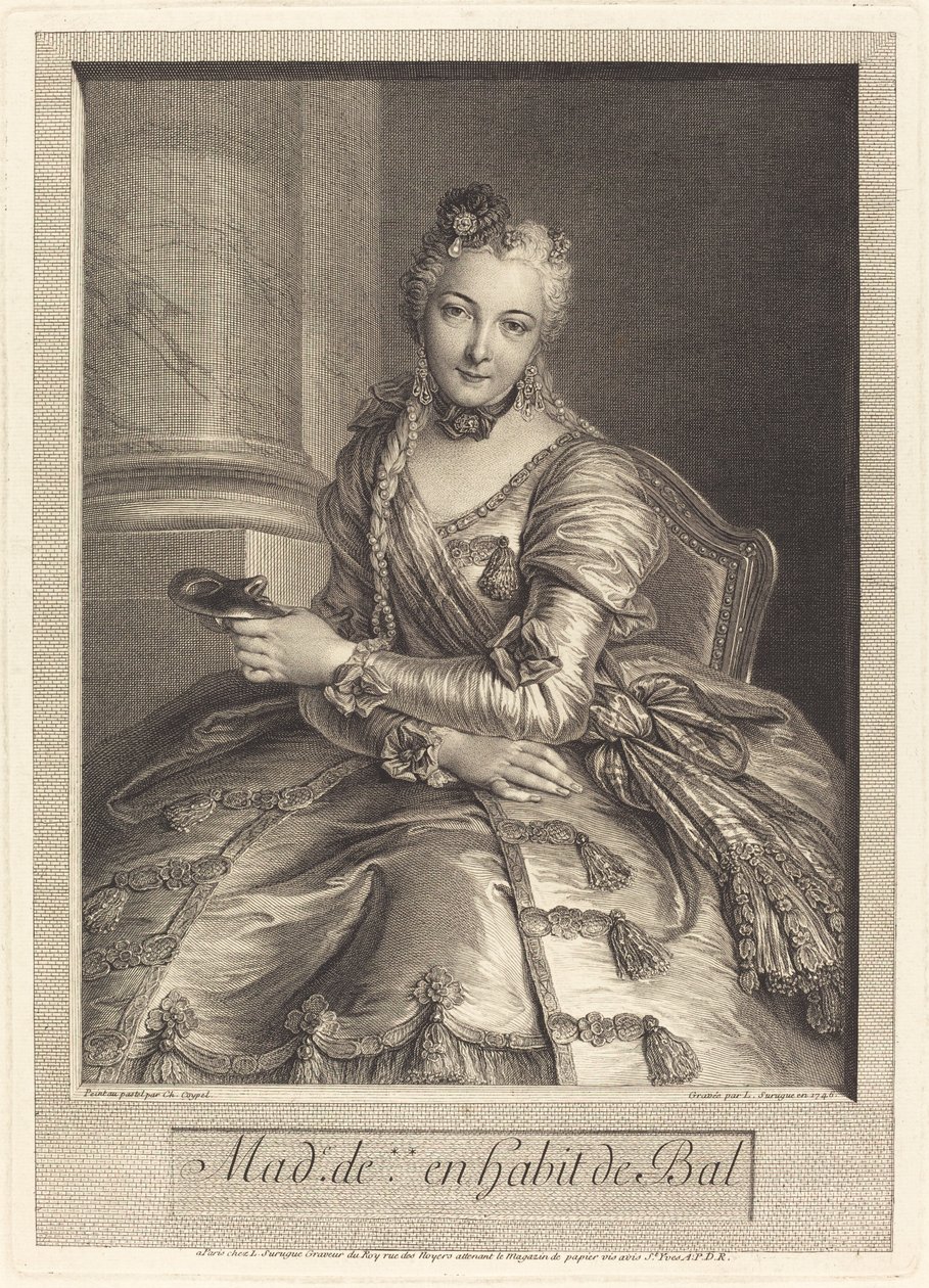 Mme. de M... en habit de bal - Pierre Louis de Surugue after Charles Antoine Coypel