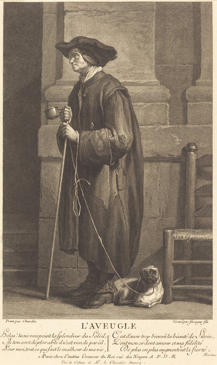 Le Mendiant aveugle - Pierre Louis de Surugue after Jean Siméon Chardin