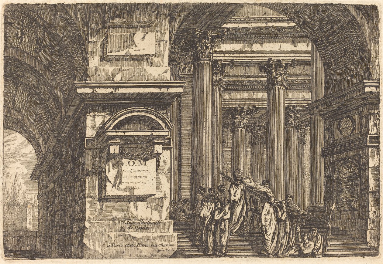 Scène funéraire dans une architecture imaginaire - Pierre Moreau