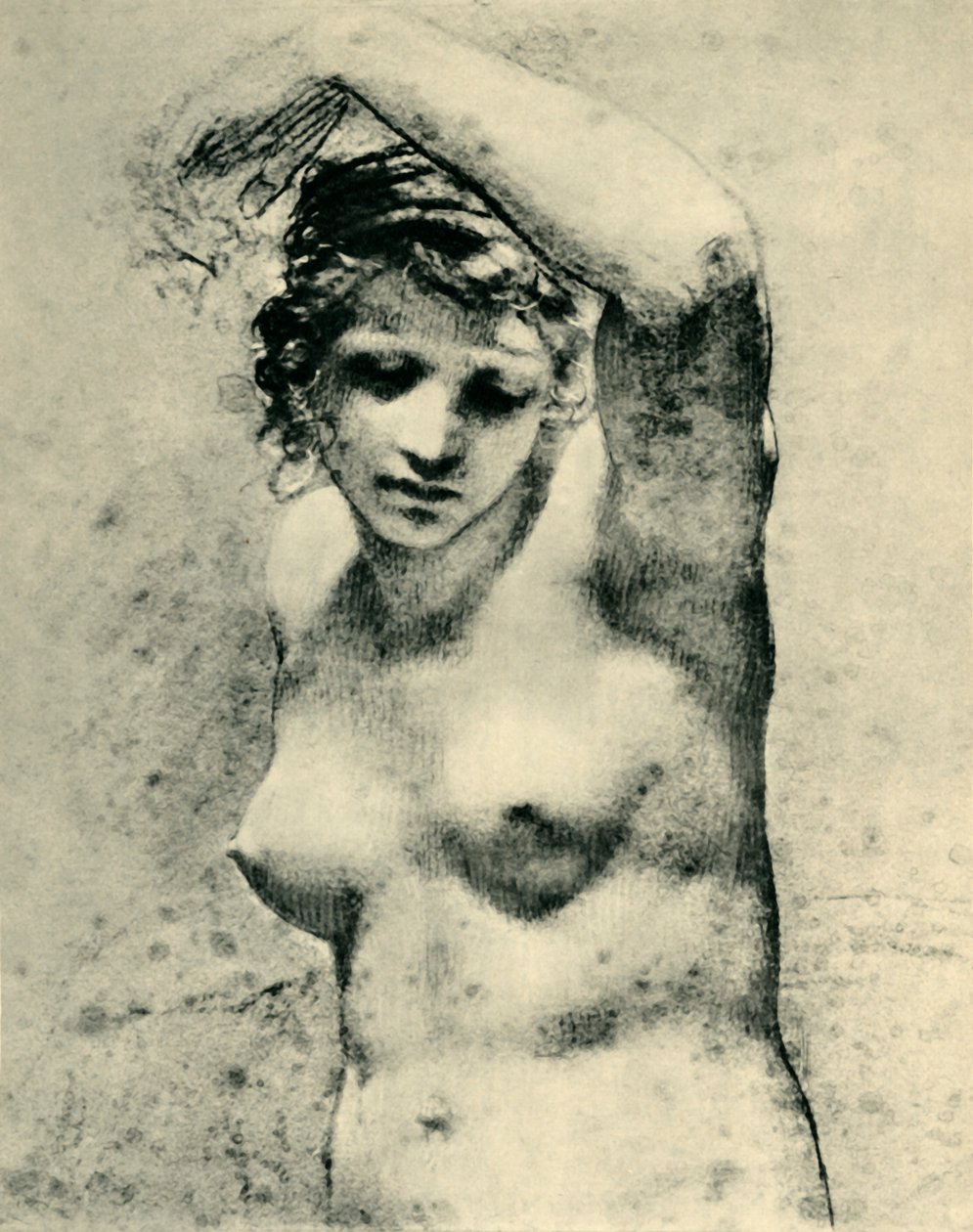 Nu féminin levant un bras, vers 1800, 