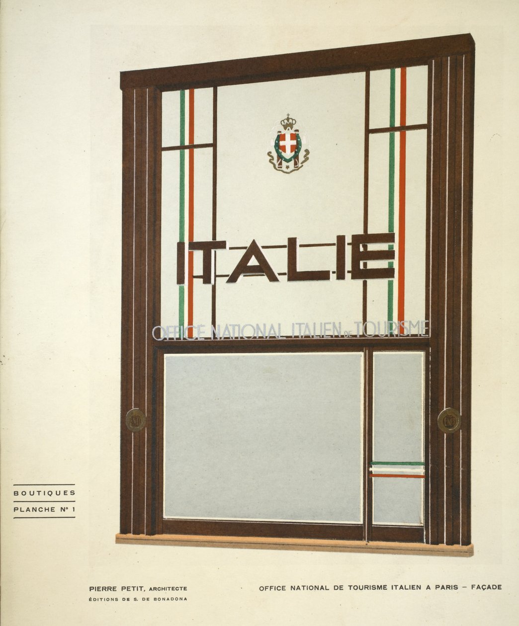 Office National de Tourisme Italien à Paris, Pierre Petit, Boutiques, Henry Delacroix, Éditions S De Bonadona, Paris, Fin des années 1920, Pochoir - Pierre Petit