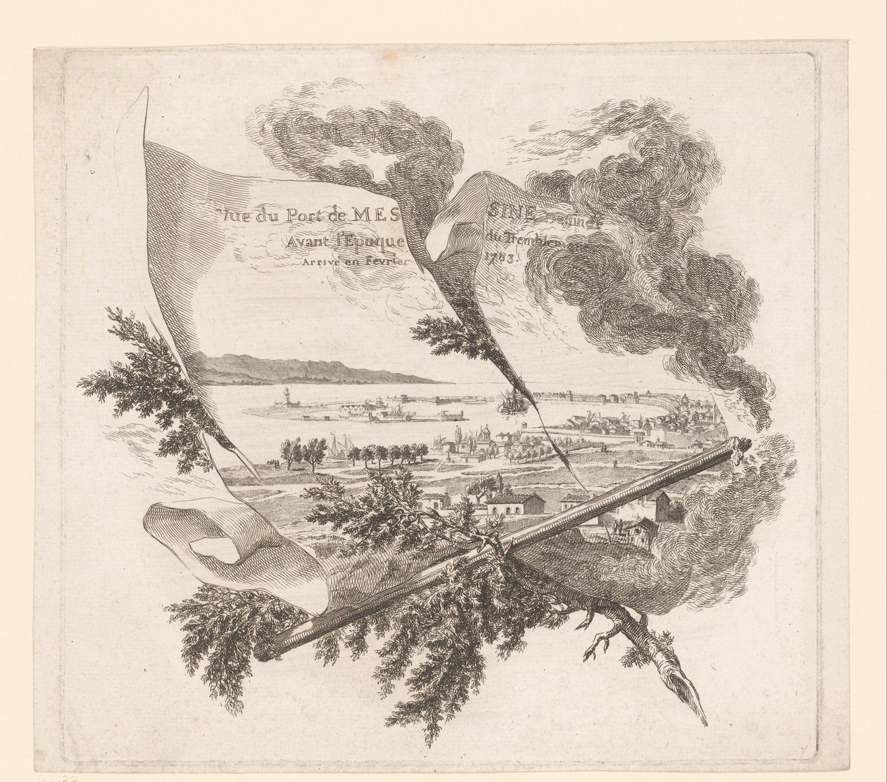 Vue du port de Messine (avant le tremblement de terre de février 1783) - Pierre Philippe Choffard (attributed to)