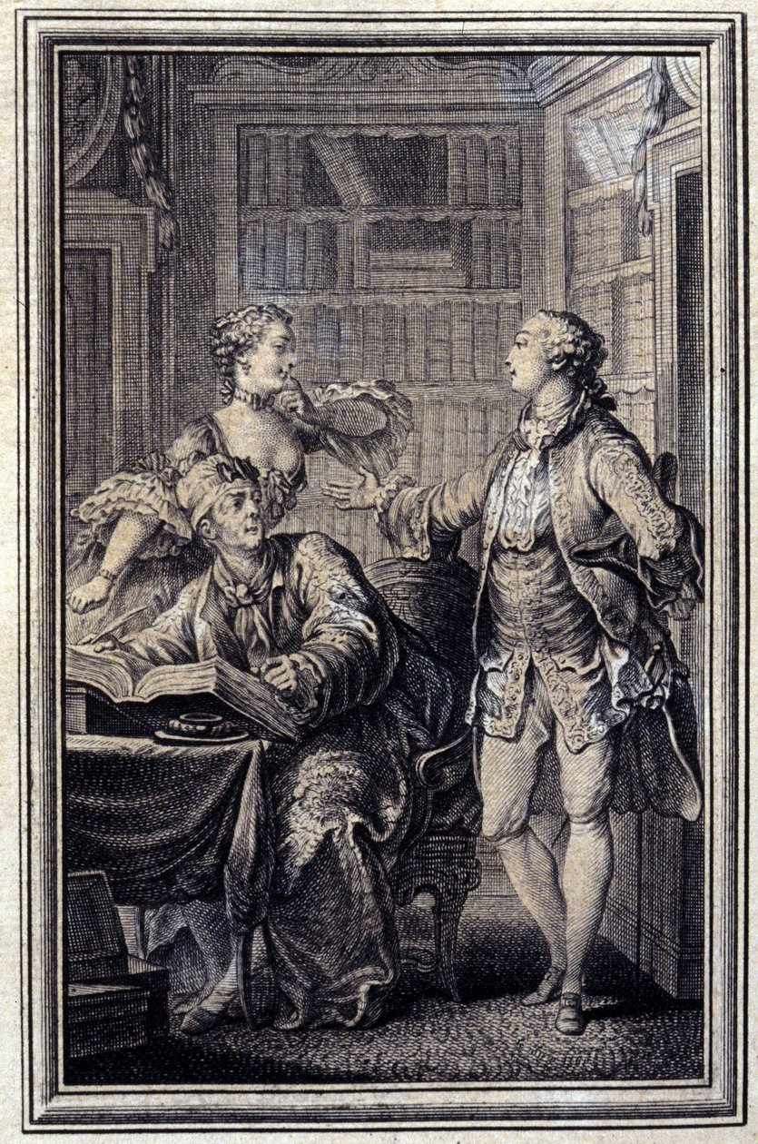 Une femme avare, galant Croc - dans « Contes et nouvelles en vers » de Jean La Fontaine. 1776. Illustration de P.P. Choffard. - Pierre Philippe Choffard