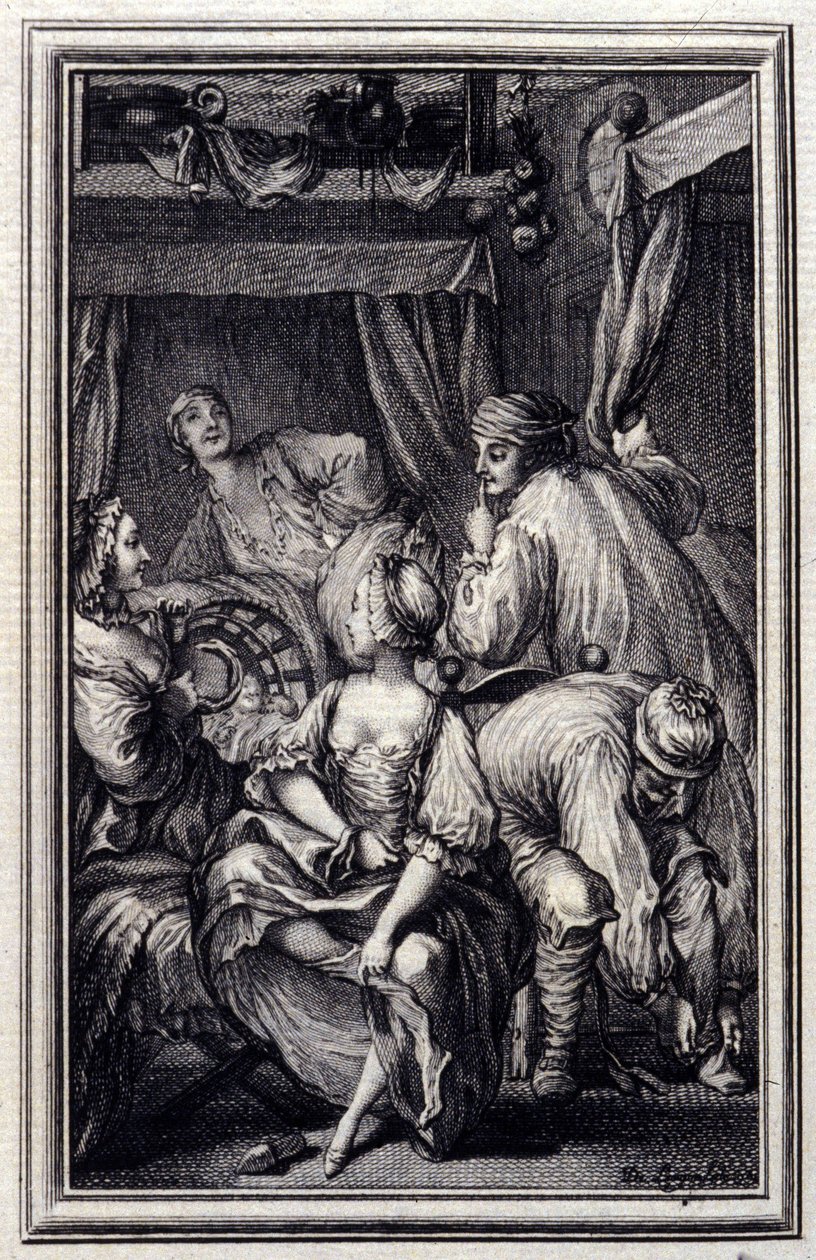 Le Berceau - dans « Contes et nouvelles en vers » par Jean de La Fontaine. 1776. Illustration de P.P. Choffard - Pierre Philippe Choffard