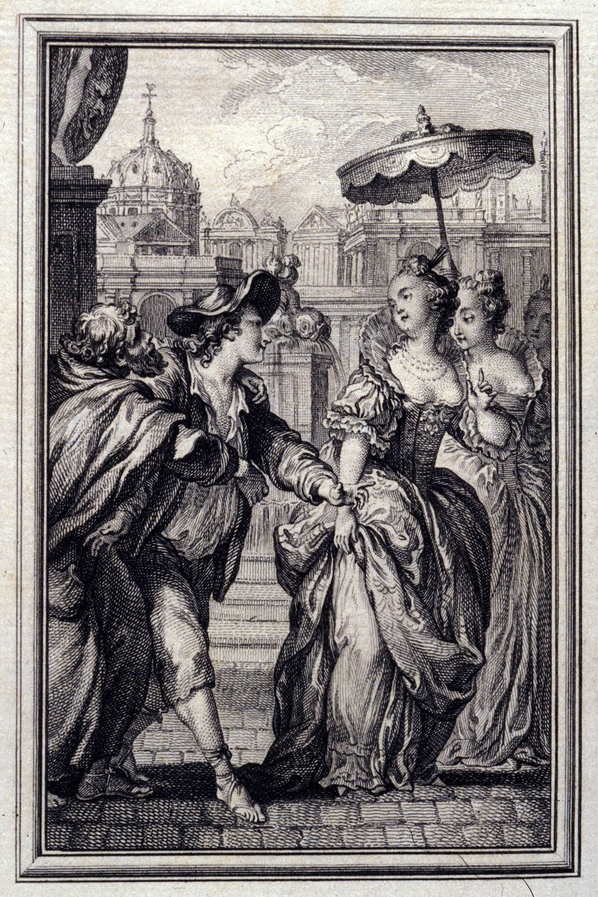 Les Oies du Père Philippe - dans « Contes et nouvelles en vers » par Jean de La Fontaine. 1776. Illustration par P.P. Choffard. - Pierre Philippe Choffard