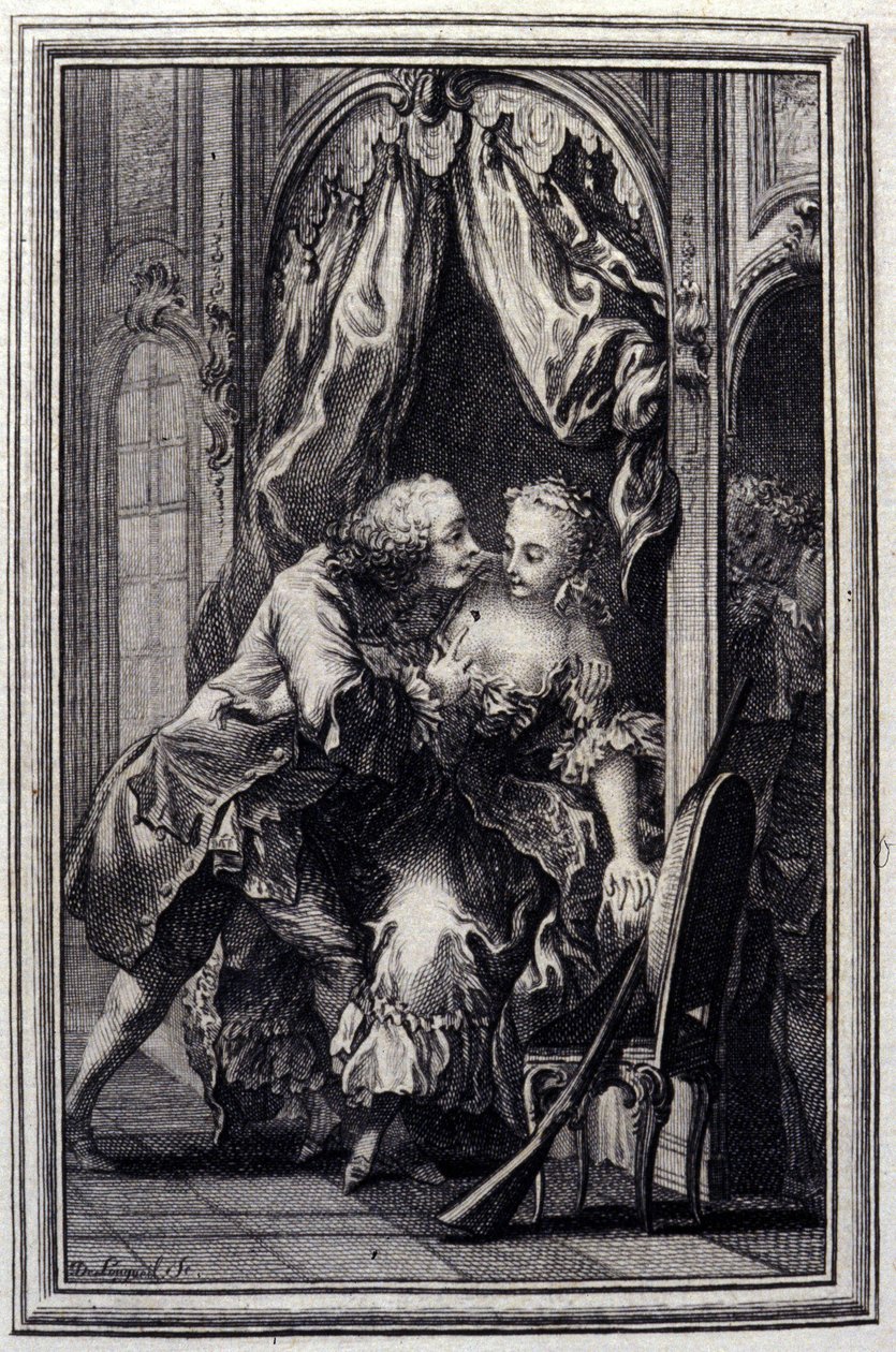 Les quiproquos - dans « Contes et nouvelles en vers » par Jean de La Fontaine. 1776. Illustration de P.P. Choffard - Pierre Philippe Choffard