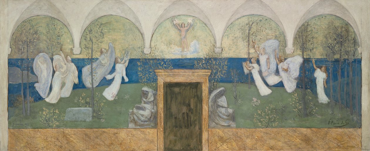 Peinture préparatoire pour Les Muses inspiratrices acclament le Génie, Messager de Lumière, 1895 - Pierre Puvis de Chavannes