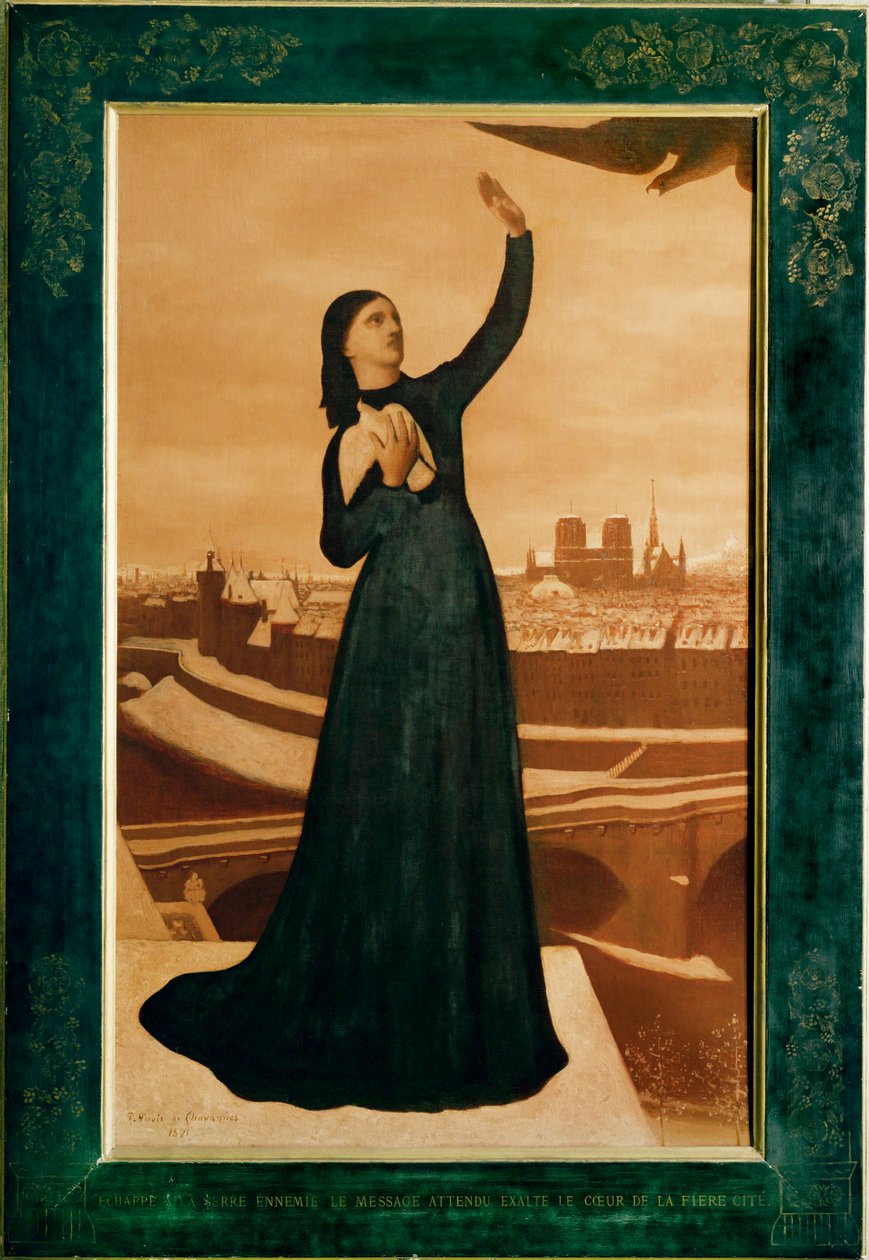 "Echappe a la serre ennemie, le message attendu exalte le coeur de la fiere cite " (oil painting) - Pierre Puvis de Chavannes