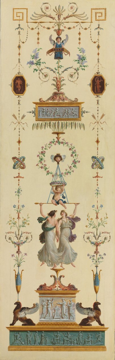 Panneaux décoratifs, Portes à deux battants, Peintures surmontant les portes - Pierre Rousseau