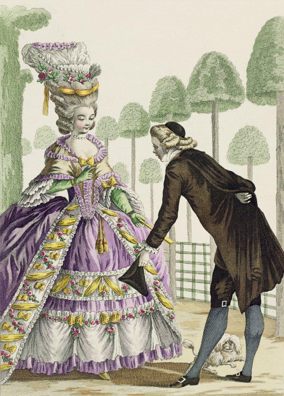 Dame en robe lilas se promenant dans les jardins du Palais Royal, planche 13 de 