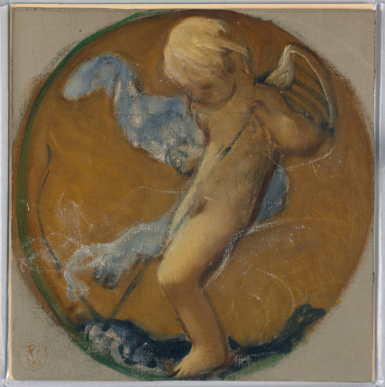 Dessin, Étude pour un rondeau avec Putto, fin du 19e siècle - Pierre Victor Galland
