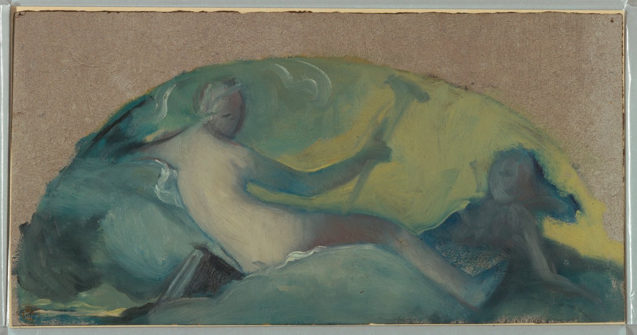 Dessin, Étude pour un tympan avec personnage couché, fin du XIXe siècle - Pierre Victor Galland