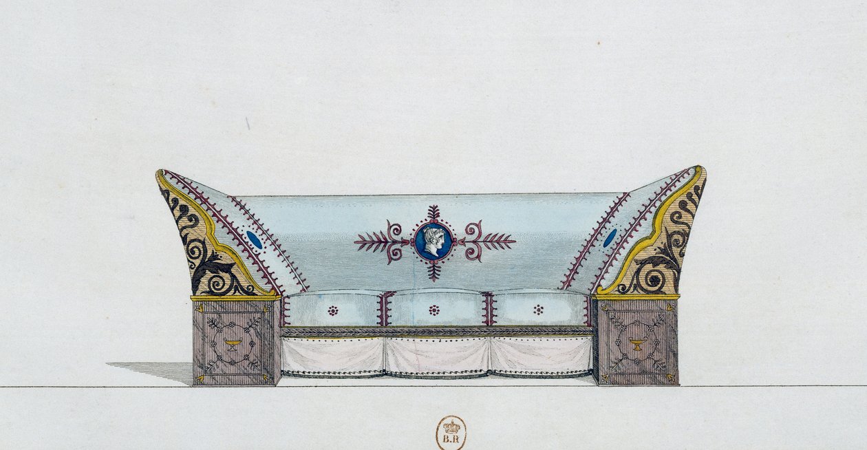 Canapé, planche 106, illustration de Collection de meubles et objets de goût - Pierre de La Mesangere