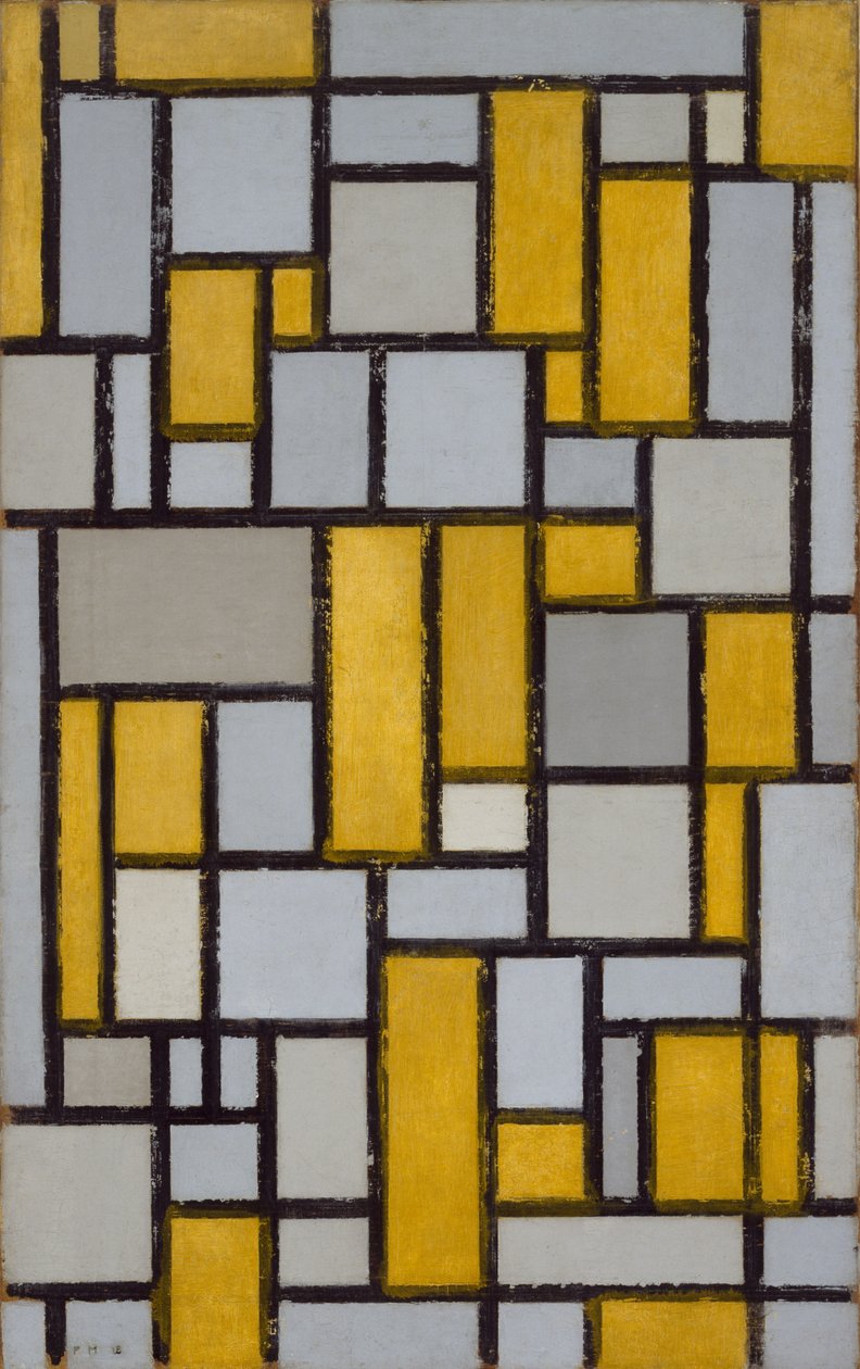 Composition avec grille 1, 1918 - Piet Mondrian