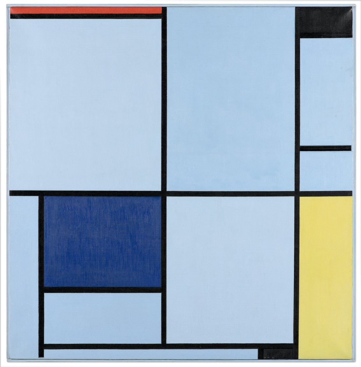 Tableau 1, avec rouge, noir, bleu et jaune, 1921 - Piet Mondrian