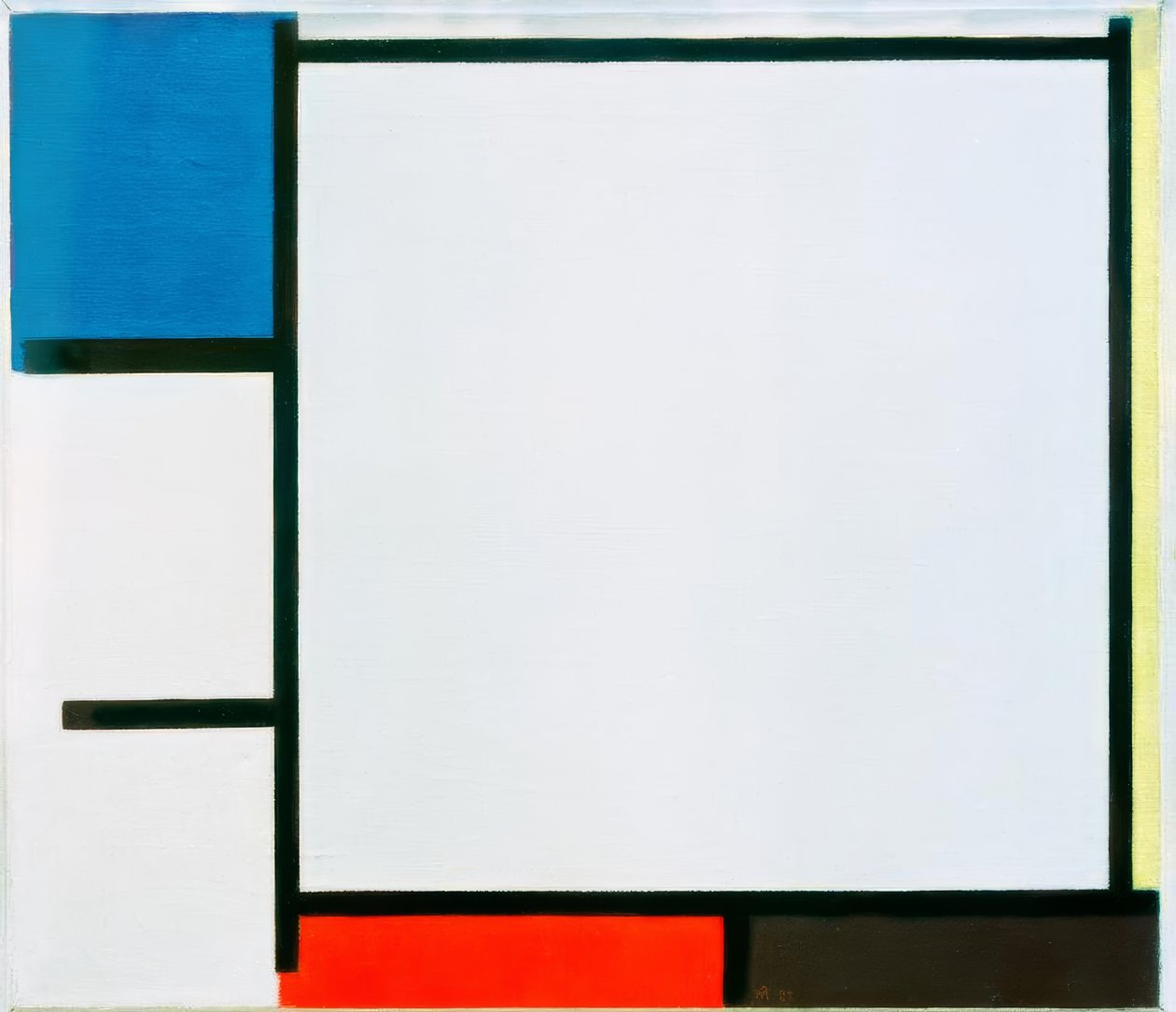 Composition avec bleu, jaune, rouge, noir et gris - Piet Mondrian