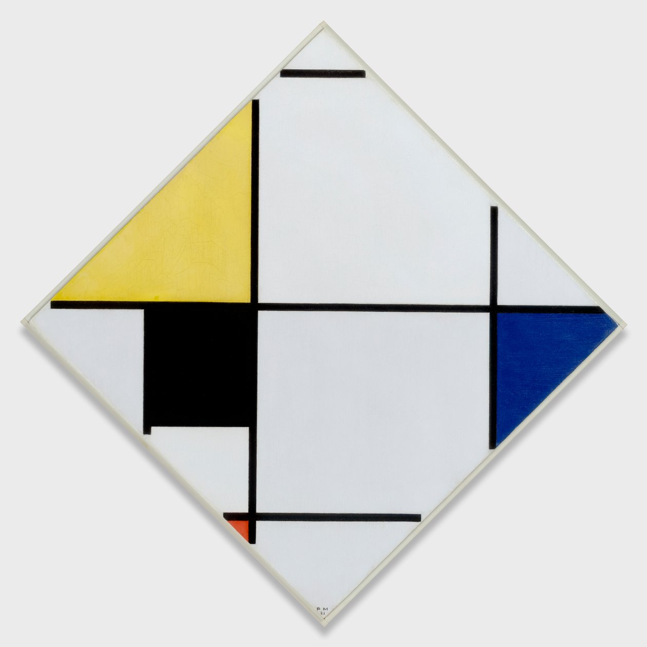 Composition en losange avec jaune, noir, bleu, rouge et gris - Piet Mondrian