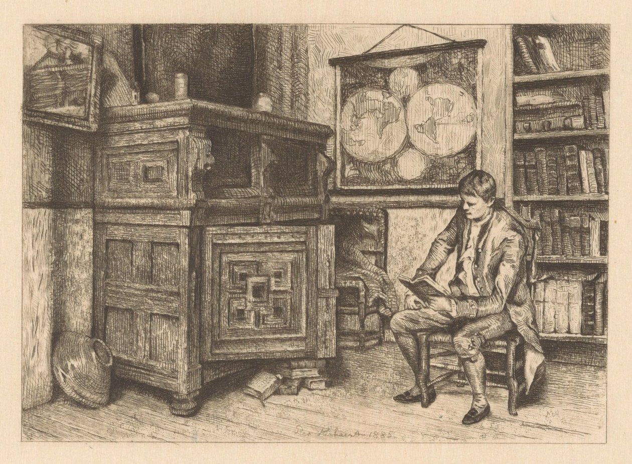 Homme lisant dans un intérieur - Piet Verhaert