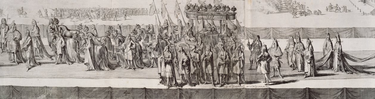 Le Cortège Funèbre de la Reine Marie II (1662-94) (détail du cercueil) gravé par Romeyn de Hooge, 1695 - Pieter Persoy