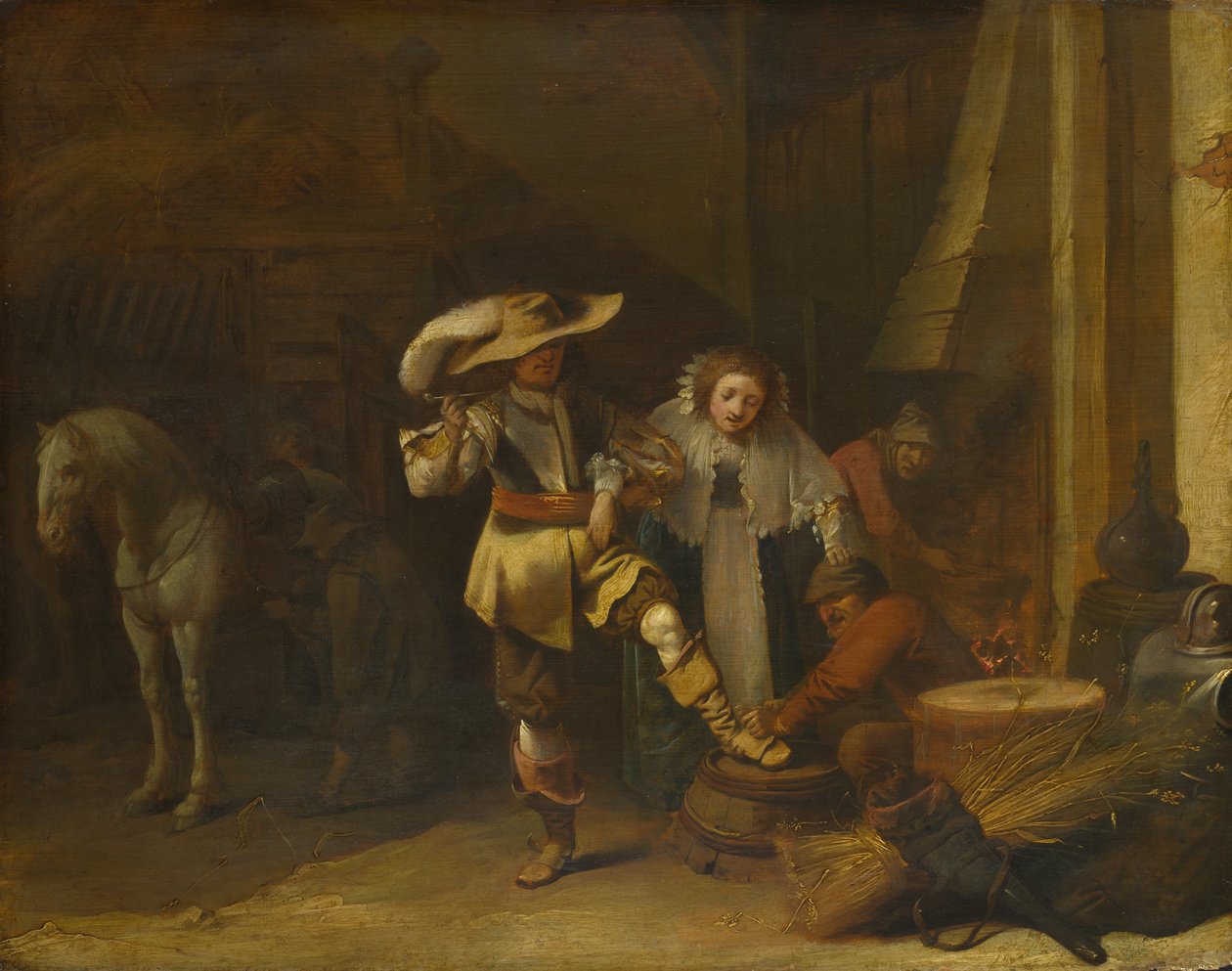 Un homme et une femme dans une cour d