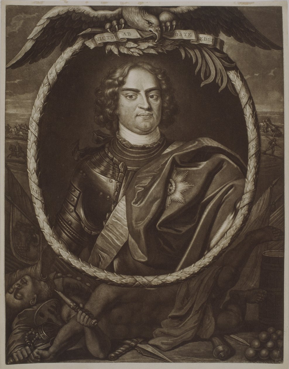 Auguste II (1670-1733) Roi de Pologne, 1709 - Pieter Schenk