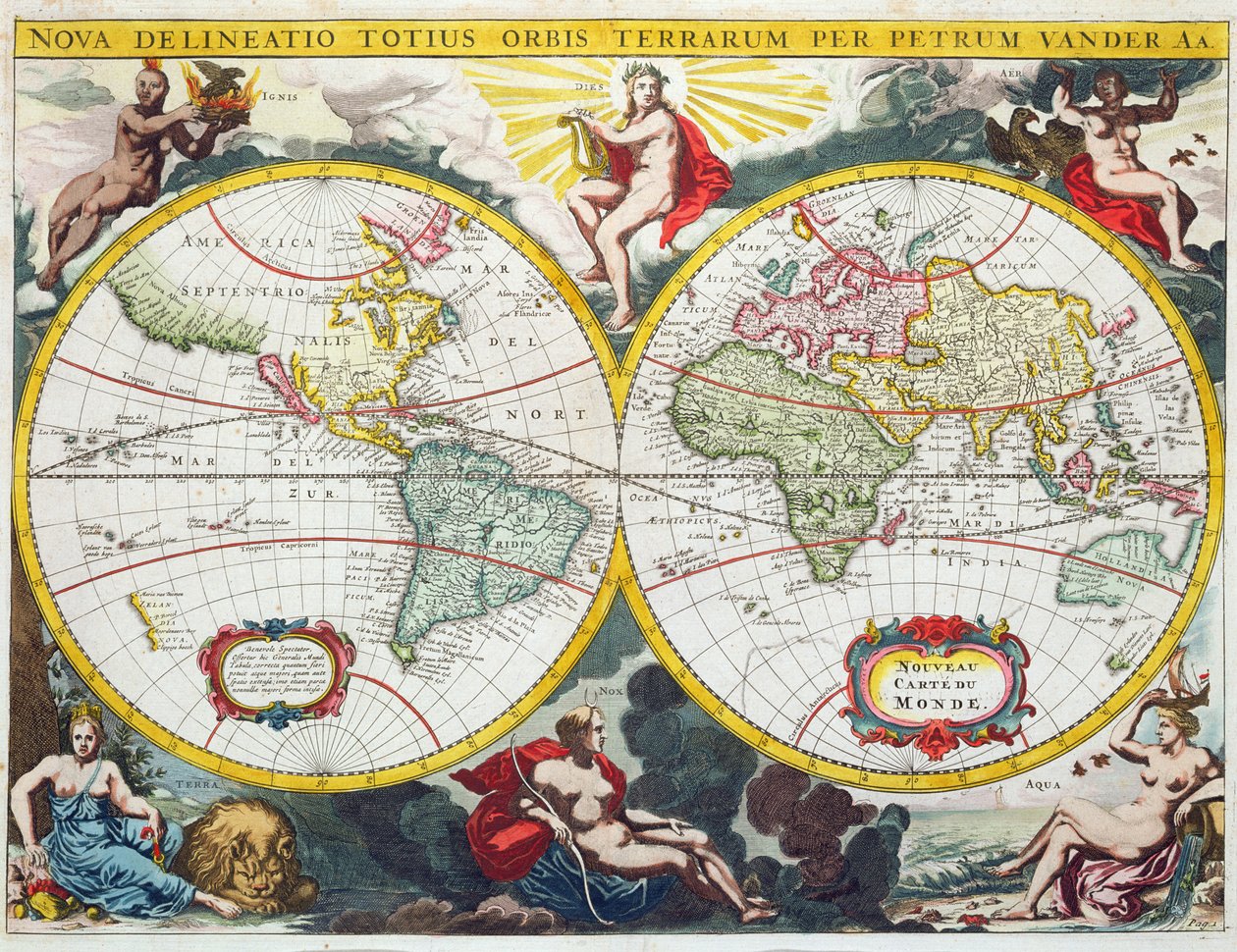 Carte du monde, début du XVIIIe siècle - Pieter Van der Aa