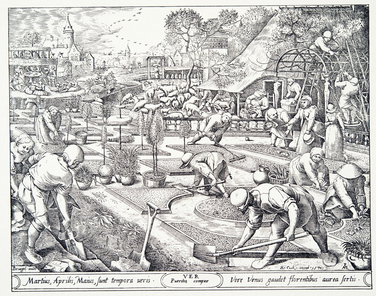 Printemps, gravé par Visscher, 1570 - Pieter Bruegel the Elder