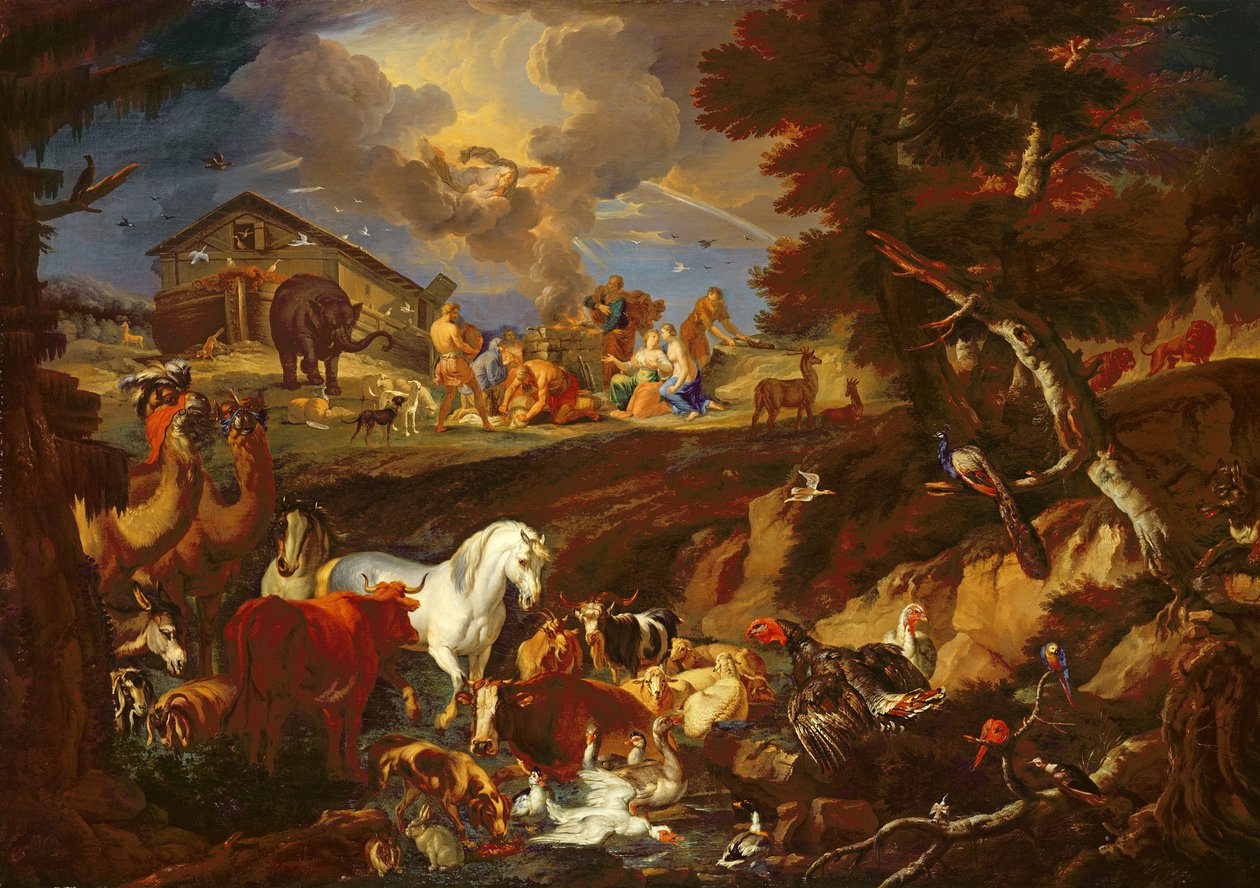 Noé offre un sacrifice en signe de gratitude, 1687-90 - Pieter the Younger 1637 1701 Mulier