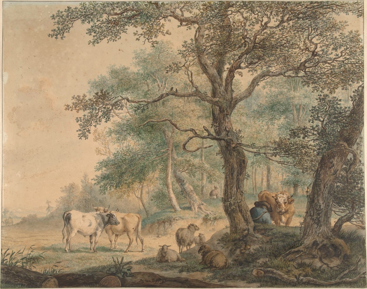 Paysage avec deux bergers et leur bétail - Pieter van Os