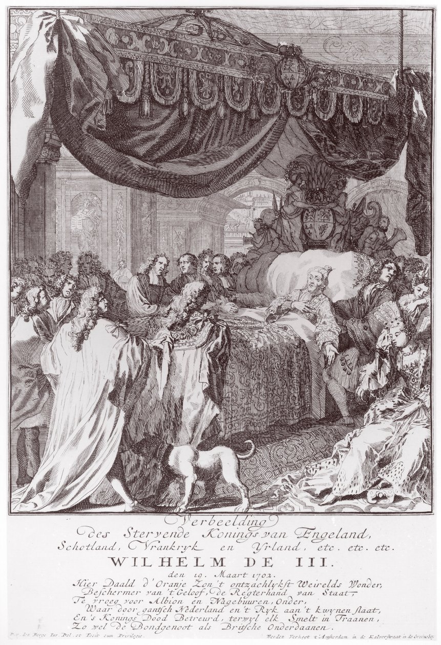 Guillaume III (1650-1702) sur son lit de mort, gravé par l