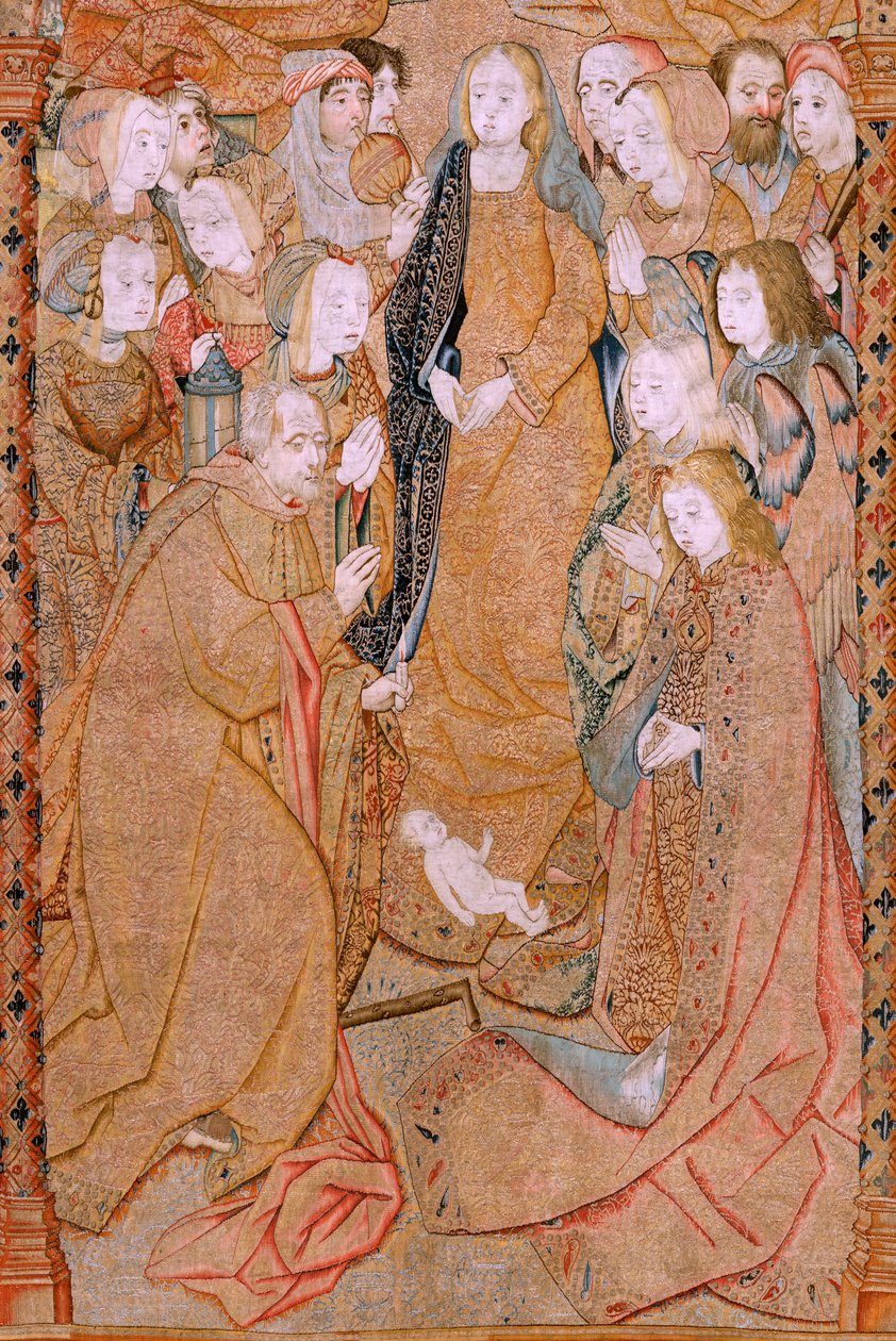 Tapisserie flamande. Série Triomphes de la Mère ou Paños de Oro. Naissance du Christ. Troisième tapisserie de la série. Modèle Colin de Cooter (?). Manufacture Pieter van Aelst (ou van Edingen), Bruxelles. Vers 1500-1502. Tissu Or, argent, soie et laine. - Pieter (attr. to) Coecke van Aelst