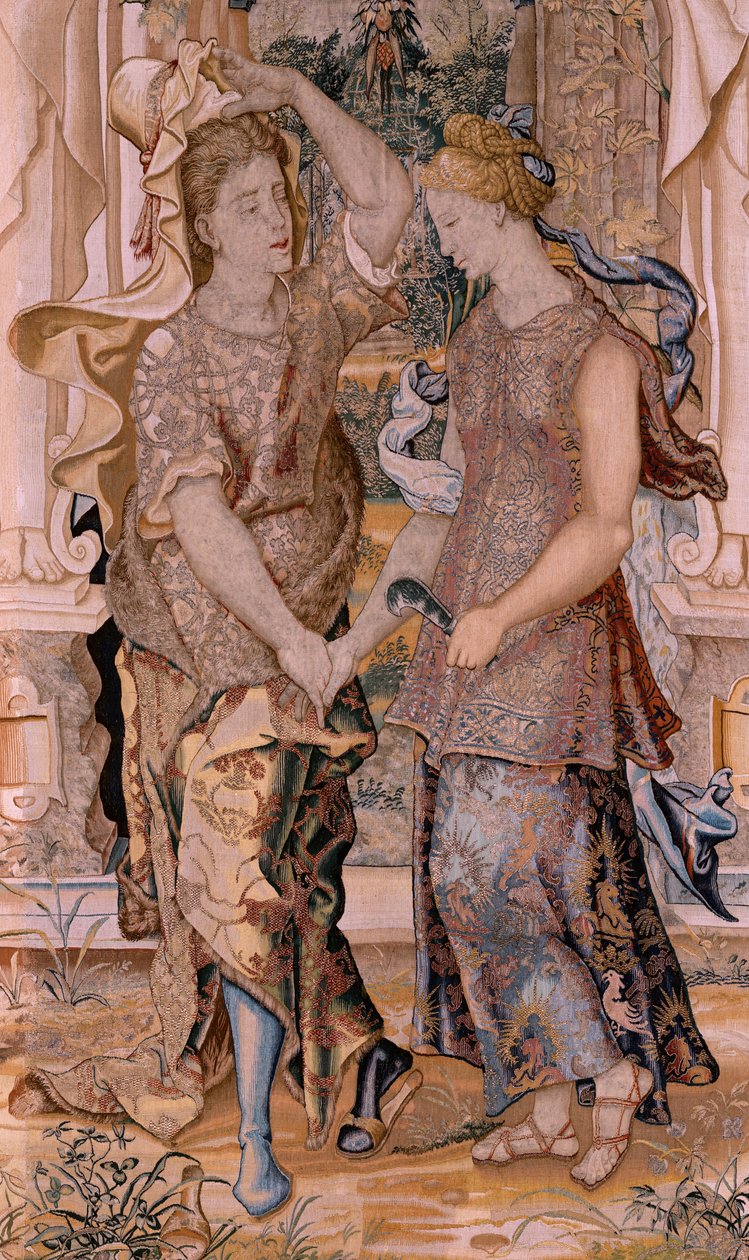 Tapisserie Flamande. Série Vertumne et Pomone. Vertumne révèle son identité à Pomone. Huitième tapisserie de la série. Modèle Cercle de Pieter Coecke van Aelst. Manufacture Wilhelm Pannemaker, Bruxelles. Vers 1545-1550 - Pieter (circle of) Coecke van Aelst