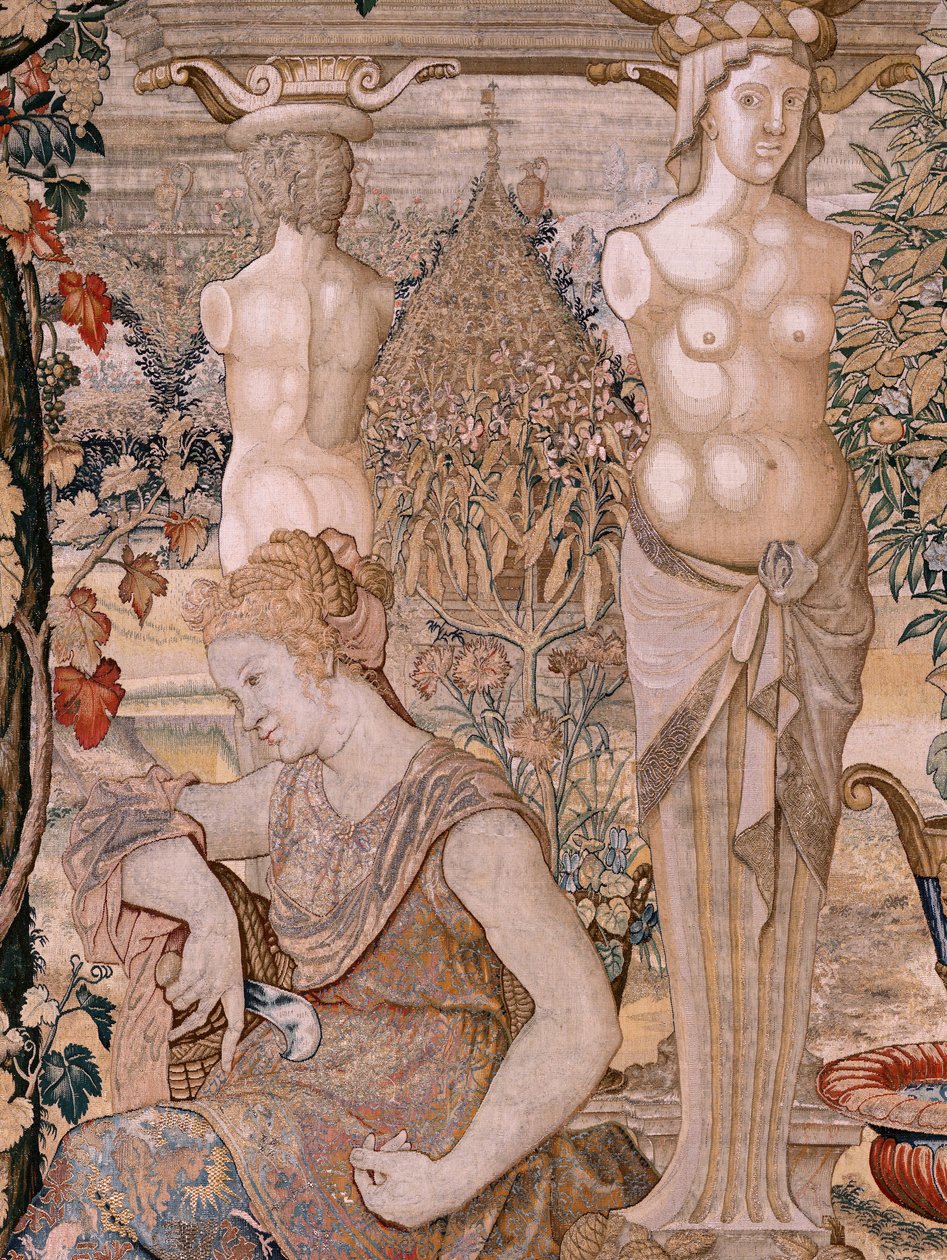 Série Vertumne et Pomone. Vertumne transformé en vieille femme. Sixième tapisserie de la série. Modèle Cercle de Pieter Coecke van Aelst. Manufacture Wilhelm Pannemaker, Bruxelles. Vers 1545-1550 - Pieter (circle of) Coecke van Aelst