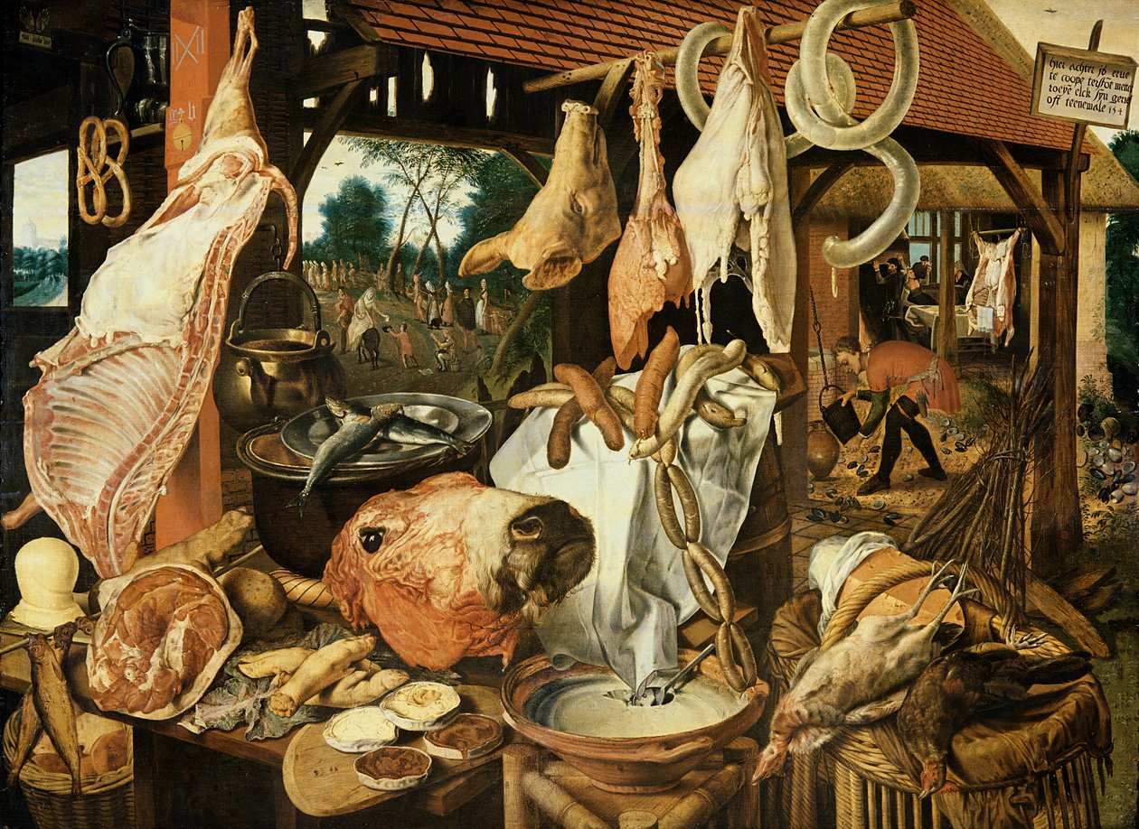 Fuite en Égypte, (Le marché de la viande), 1551 - Pieter Aertsen
