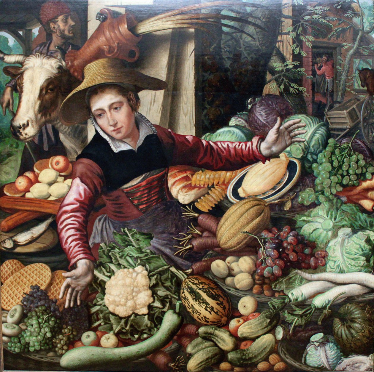 French : Market woman at a vegetable stand Market woman at a vegetable stand - Pieter Aertsen