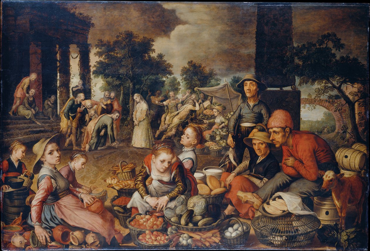 Scène de marché avec le Christ et la femme adultère - Pieter Aertsen