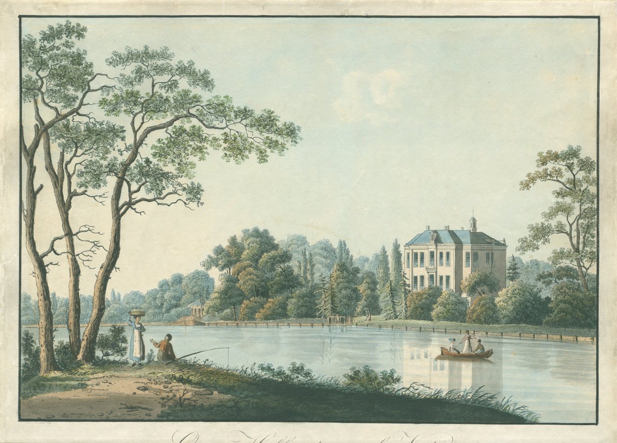 Vue de la maison Over Holland avec pavillon de thé sur la Vecht à Nieuwersluis - Pieter Bartholomeusz. Barbiers
