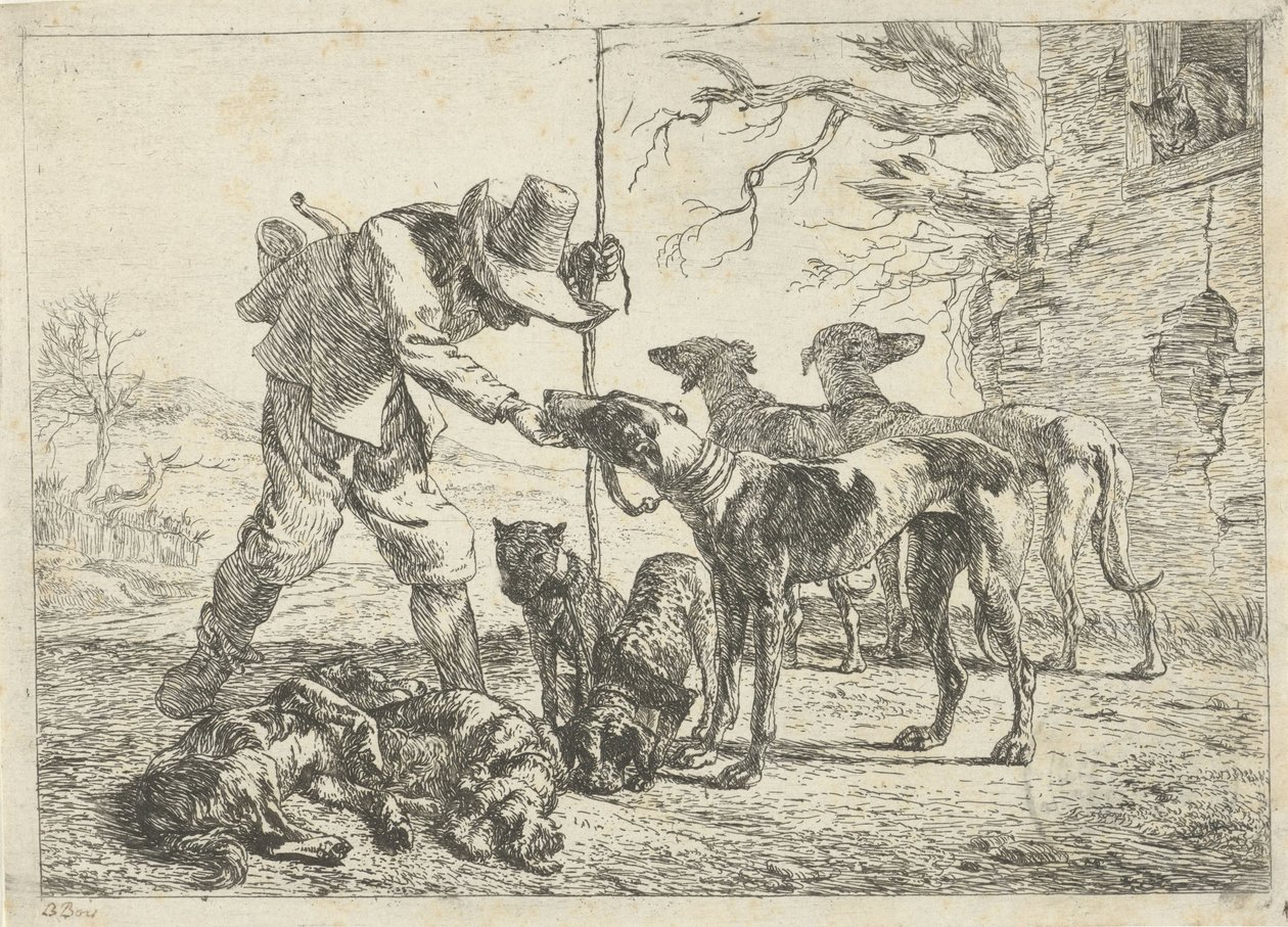 Chasseur avec sept chiens - Pieter Bodding van Laer