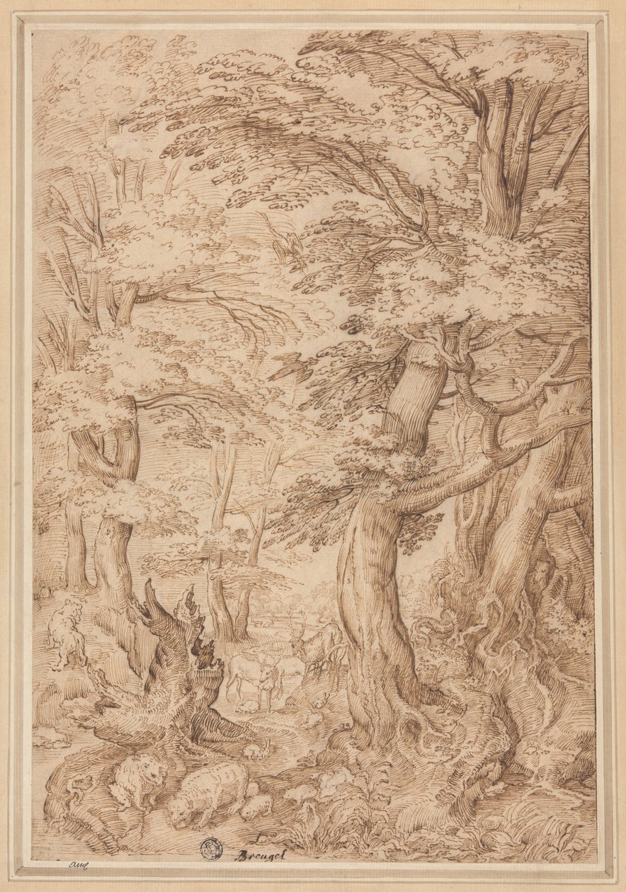 Paysage forestier avec animaux sauvages - Pieter Bruegel the Elder