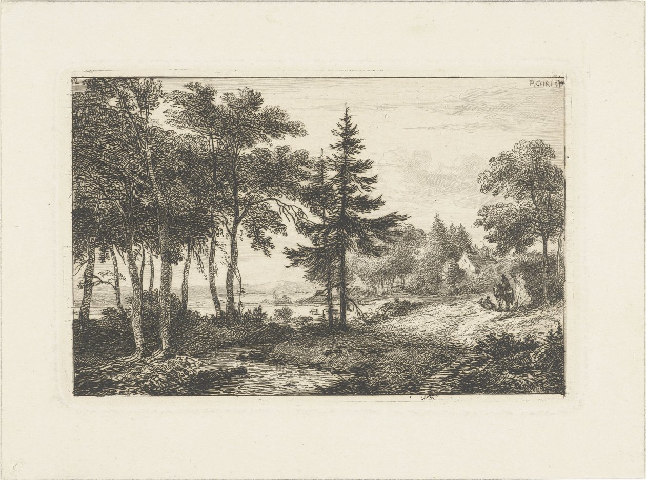 Paysage avec pin et cavalier (Paysages aquatiques) - Pieter Casper Christ