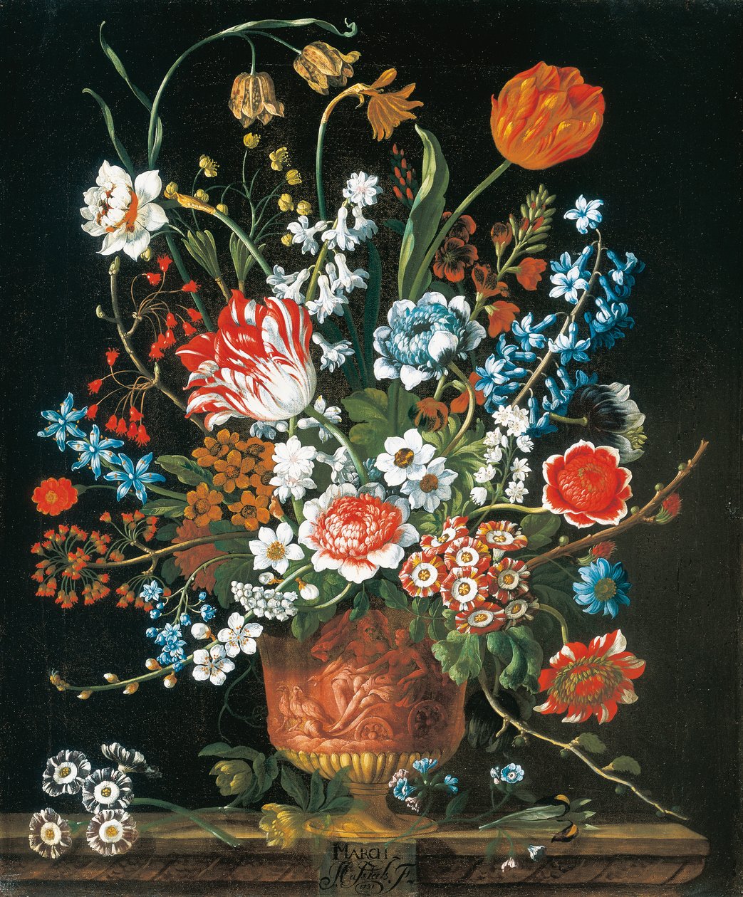Mars, des Douze Mois de Fleurs, un calendrier floral de natures mortes - Pieter Casteels