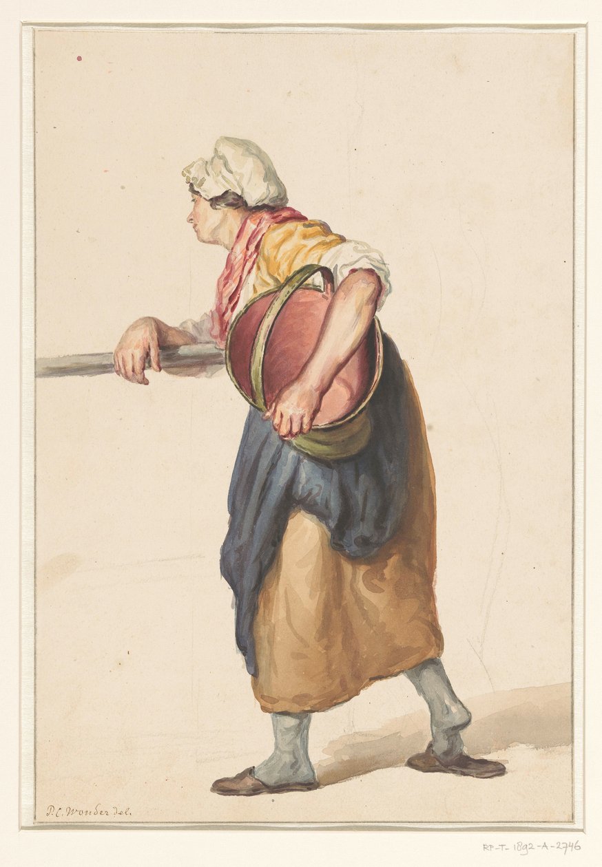 Femme debout avec un seau sous le bras - Pieter Christoffel Wonder