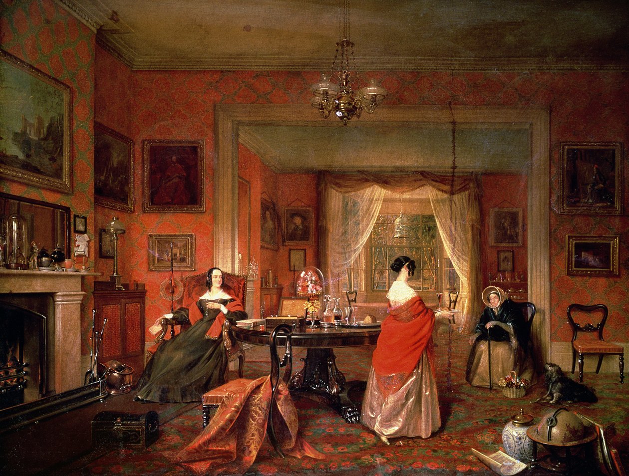 Trois dames dans un intérieur de salon - Pieter Christoffel Wonder