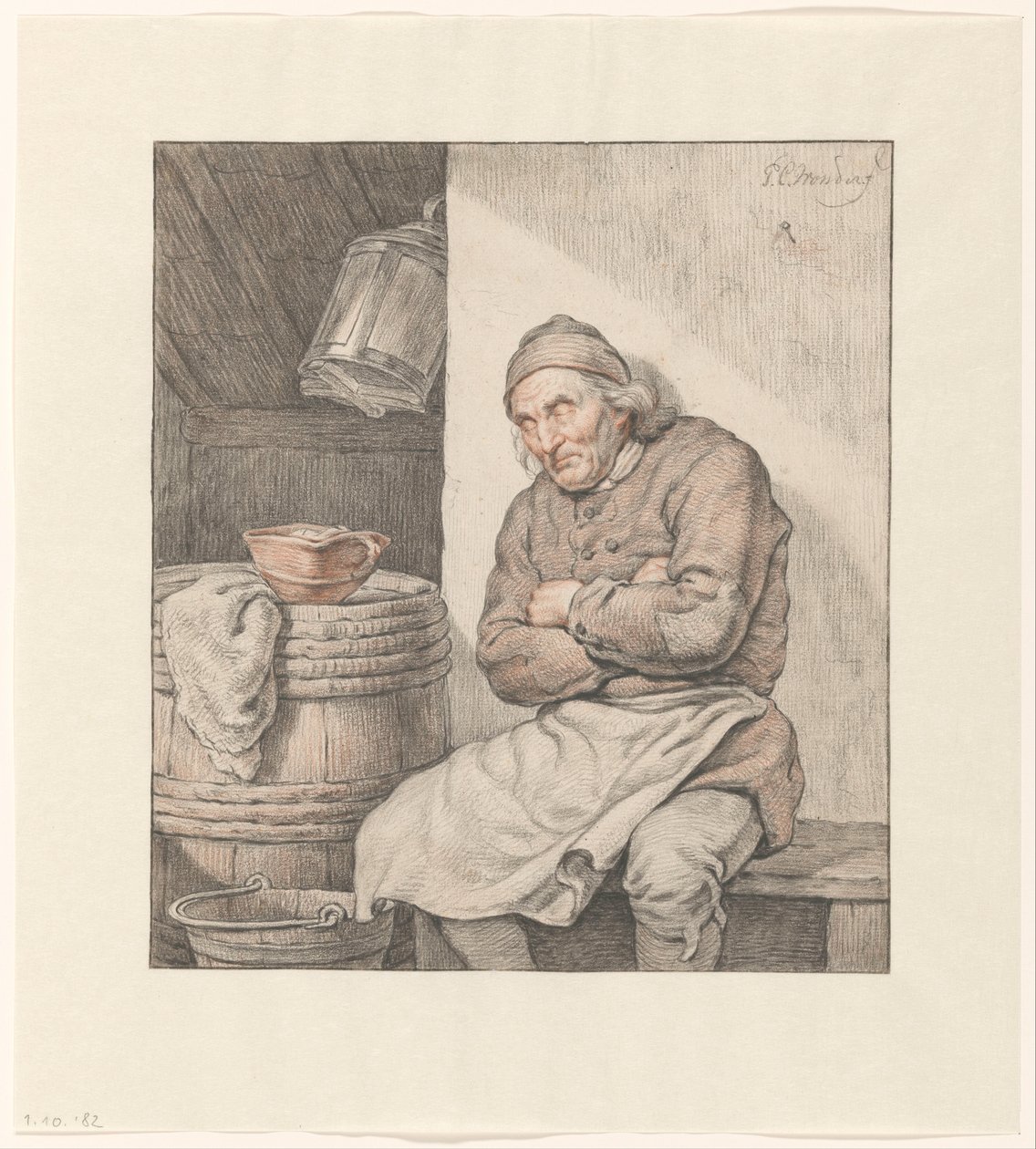 Homme assis, endormi - Pieter Christoffel Wonder