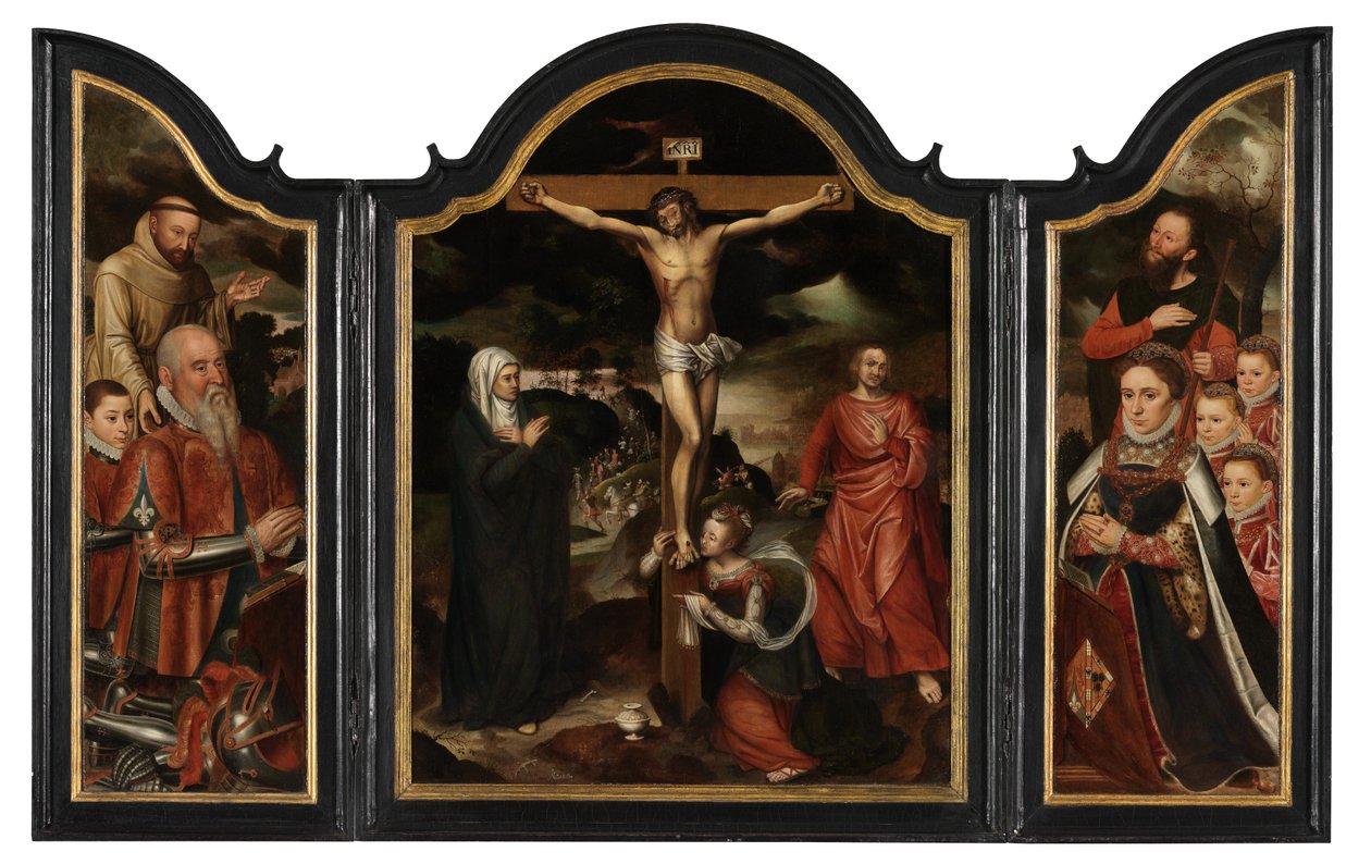 Christ en croix avec la Vierge, Saint Jean et Marie Madeleine - Pieter Claeissens