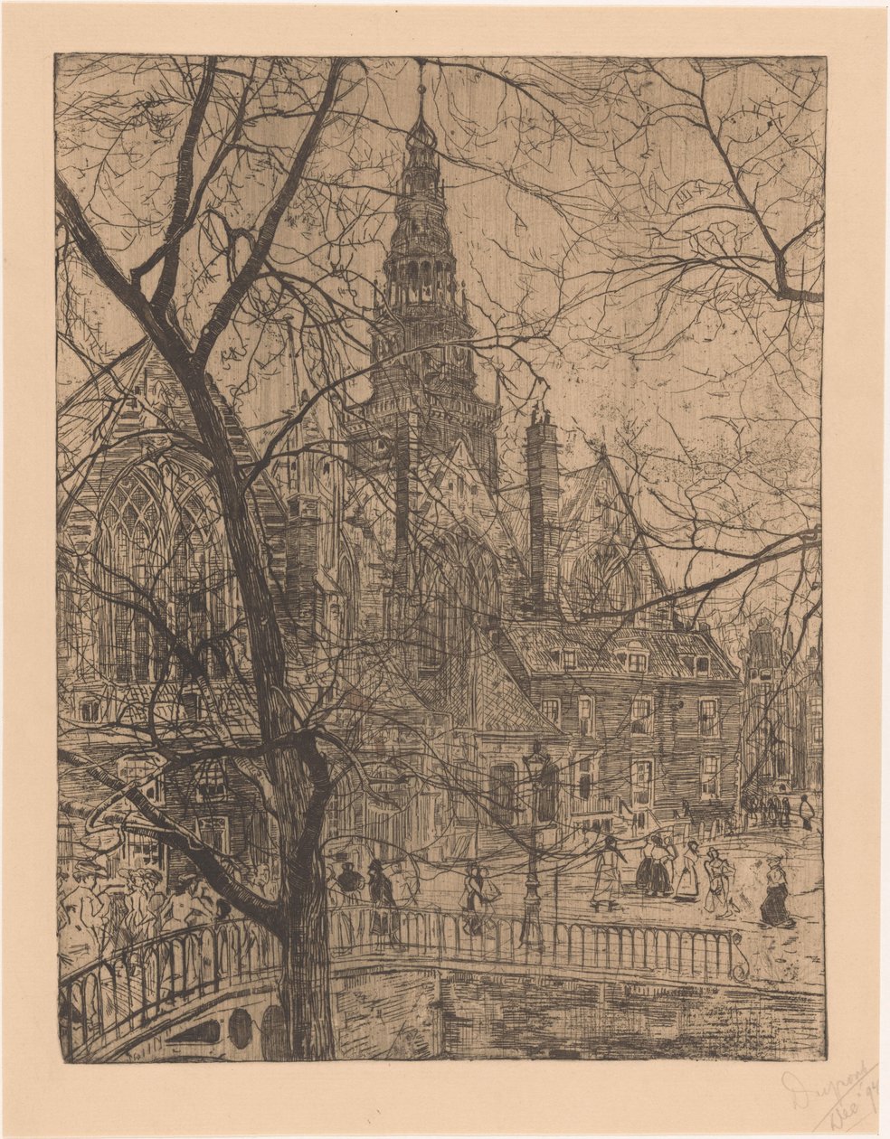 Vieille Église à Amsterdam - Pieter Dupont (signed by artist)