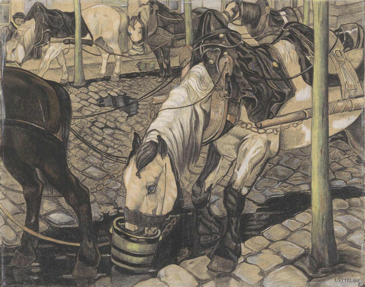 Chevaux nourris - Pieter Dupont (signed by artist)