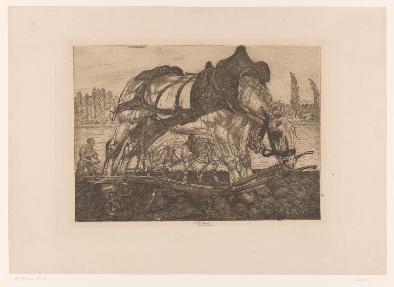 Cheval de labour sur les rives de la Seine - Pieter Dupont (signed by artist)