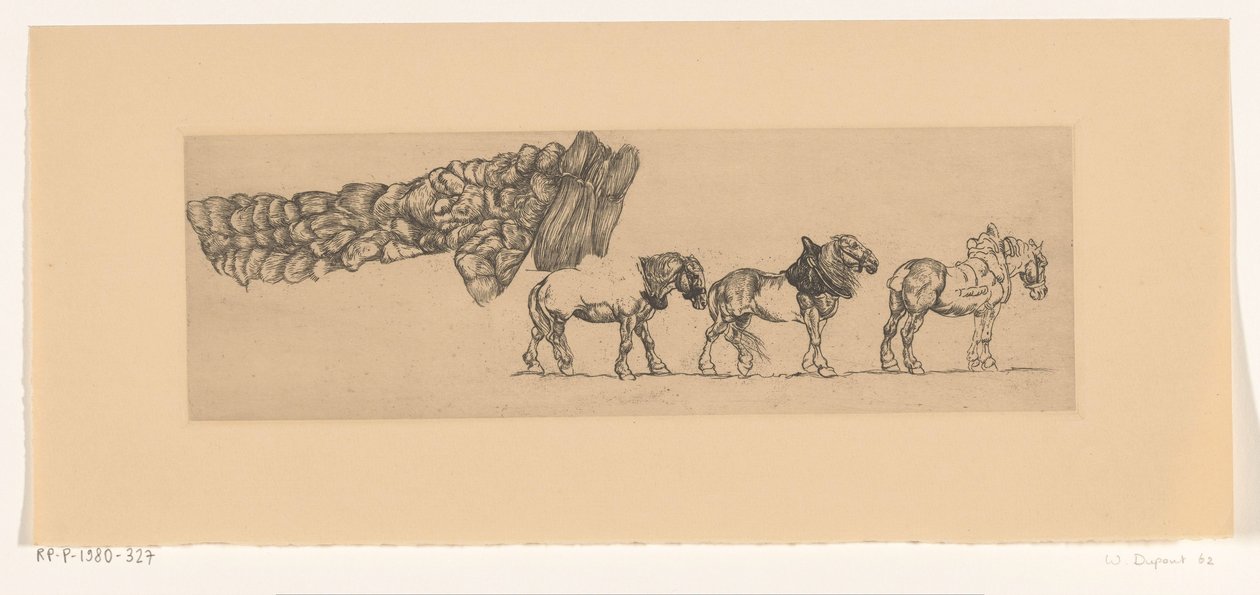 Trois chevaux de trait et la charge d